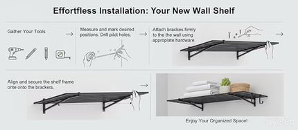 2-Pack 2x4ft Garage Shelving Wall Mounted, 24x43 inch Wall Shelf Heavy Duty Garage Storage Shelves Floating Shelves with Hooks, 500LB Capacity