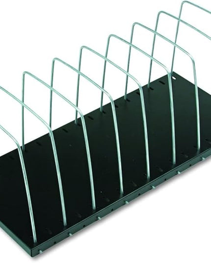 MMF Industries STEELMASTER Adjustable Desk File Organizer Rack | 8 Compartments | Wire Dividers | Black | Scratch & Chip-Resistant Finish | Non-slip Padded Feet | Office Organization