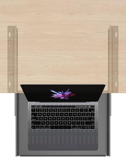 JINGCHENGMEI Sliding Under Desk Laptop Mount Shelf with Air Vents, W 16.3" x D 12" Metal Under Desk Slide Out Tray for Laptop (16 Inch Wide)