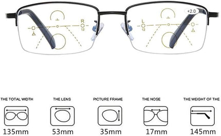 Progressive Multifocus Computer Reading Glasses Blue Light Blocking No Line Lenses Multifocal Readers for Men and Women