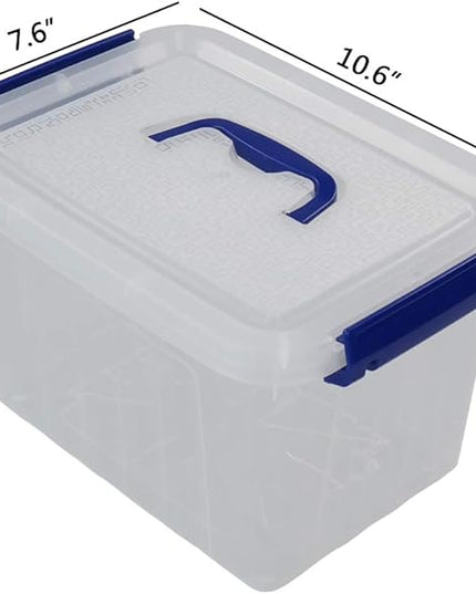 6 Quart Plastic Storage Latch Box, 6-Pack Clear Storage Bin with Handle