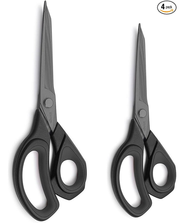 LIVINGO 2 Pack Sewing Fabric Scissors: Titanium Coated Forged Sharp Heavy Duty Shears All Purpose for Tailor Dressmaking Crafting Cutting Clothes Leather, 8.5" & 9.5", Black