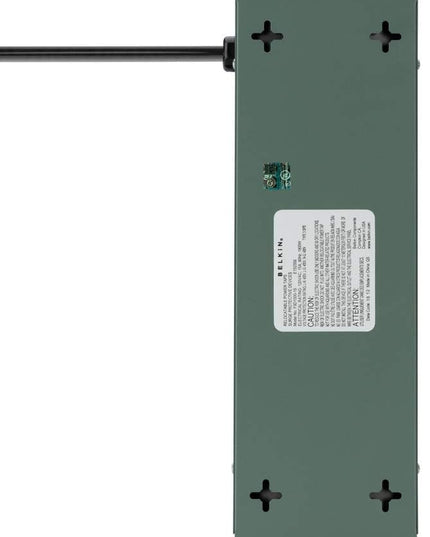 Belkin Power Strip Surge Protector - 10 AC Outlets, 15ft Heavy Duty Metal Extension Cord with Wall Mount Holes for Home, Office, Travel, Computer Desktop, Laptop & Phone Charging Brick