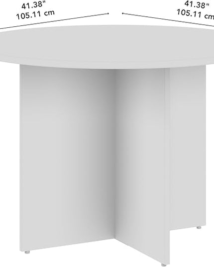 Bush Business Furniture 42-inch Round Conference Table with Wood Base, Circular Meeting Room Desk for 4 Users, Storm Gray