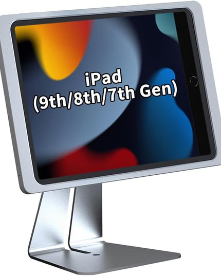 Magnetic Stand on Desk with Charging Case A7 for iPad (9th/ 8th/ 7th Generation) 10.2-Inch, Classic L Shape, Sturdy Metal Base, Strong Magnets, 360 Rotation, 90 Tilt