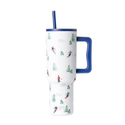 Simple Modern Tumbler with Handle and Straw | 40oz | Skiing
