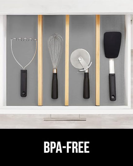 GORILLA GRIP DripGuard Shelf Liner, Non Adhesive Drawer and Kitchen Cabinet Protector, Slip Resistant BPA Free Smooth Surface Plastic Liners for Cabinets, Bathrooms, Closets, 17.5x240 Inch, Light Gray
