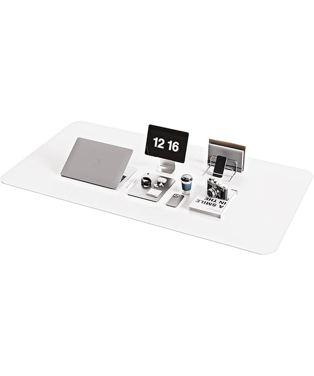 YSAGi Non-Slip Leather Desk Pad XL Size, Waterproof Laptop Computer Desk Keyboard Mat, Table Protector Blotter Mat, Large Mouse Pad for Office/Work/Home/Decor(White, 47.2" x 23.6")-No Band