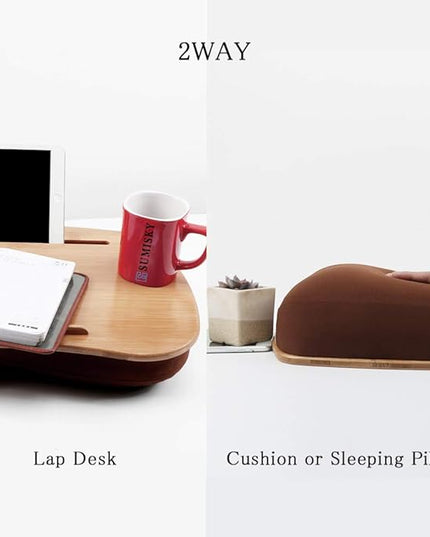 SUMISKY Lap Desk-Portable Laptop Table with Bamboo Platform Phone Holder (M(18.5"x11.8"))