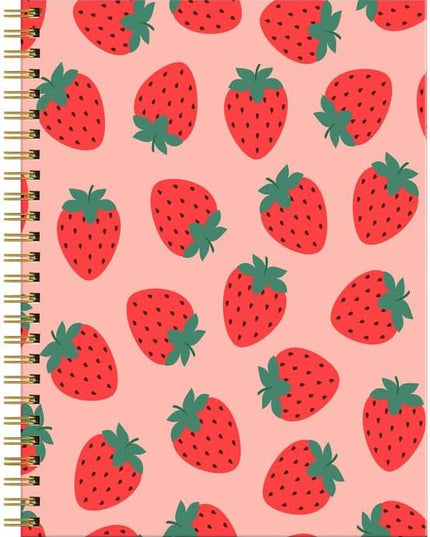 Spiral Journal Notebook for Women,A5 College Ruled Notebooks 6"x 8.4", 120 Pages (60 Sheets) Lined Journal with Premium Thick Paper,Perfect for School Office Home(Pink Strawberry)