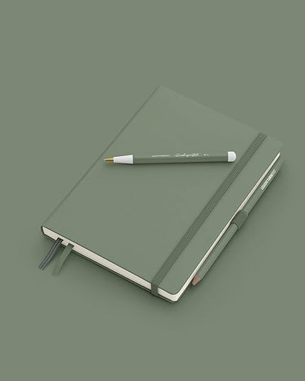 LEUCHTTURM1917 - Notebook Hardcover Medium A5-251 Numbered Pages for Writing and Journaling (Olive, Dotted)
