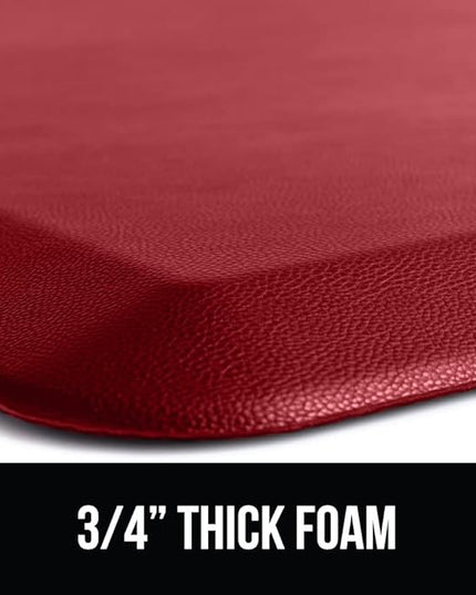 GORILLA GRIP Comfortable Cushioned Kitchen Mats for Floor, Waterproof and Stain Resistant Soft Top, 3/4 Inch Thick Ergonomic Standing Desk Anti Fatigue Mat, Foam Supports Ankles and Feet, 17x24, Red