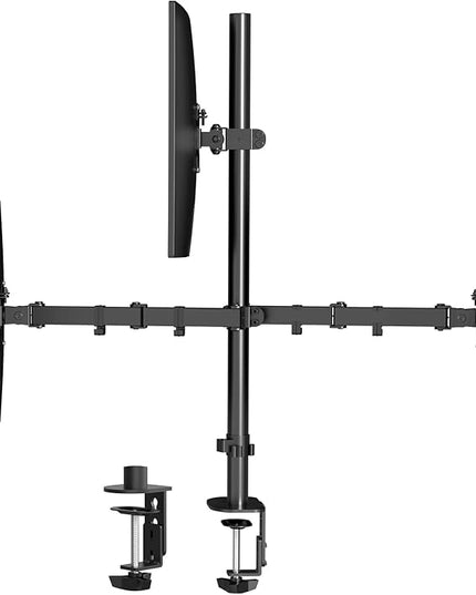 Pholiten Triple Monitor Stand,13 to 27 inch LCD Monitor Desk Mount,Extra Tall 31.5 inch Pole Heavy Duty Fully Adjustable Stand Mount