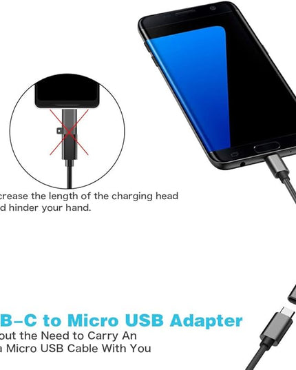 USB C to Micro USB Adapter, KUXIYAN (2 Pack) Type C Female to Micro USB Male Charger Connector Support Charge & Sync Compatible with Samsung Galaxy S7 Edge S6, LG Nexus 5 4 and Micro USB Devices-Black