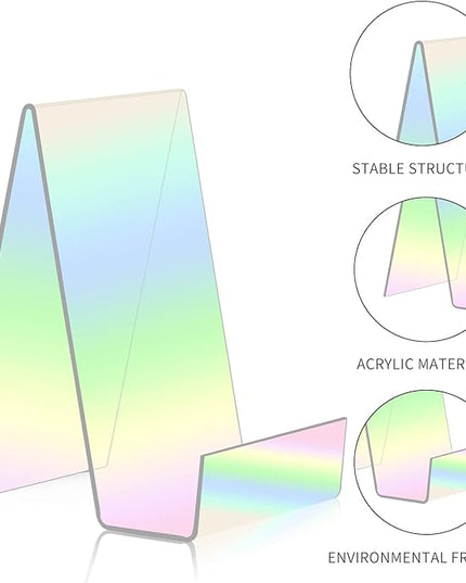 ZOEY Acrylic Book Stand with Ledge - Colorful Display Easels Plate - 5 Pack Small Book Holder Easel Stand for Display, Music Sheets, Artworks, CD, Tablet Holder