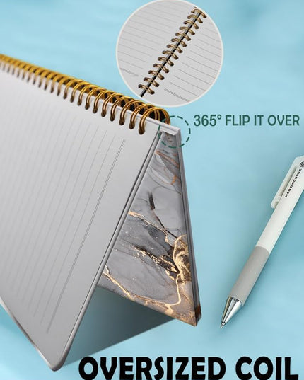 Spiral Journal Notebook for Women,A5 College Ruled Notebooks 6"x 8.4", 120 Pages (60 Sheets) Lined Journal with Premium Thick Paper,Perfect for School Office Home(Luxury Gray Gold Marble)