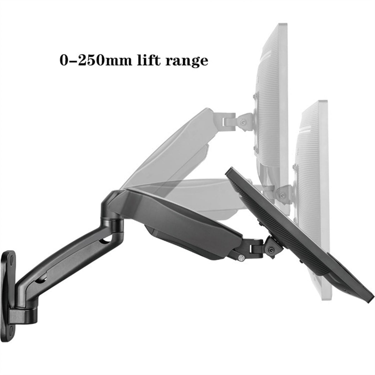 UYCVT Monitor Desk Mount Wall Mounted Single Monitor Arm for Max 32 Inch Screens, Fully Adjustable Gas Spring Monitor Mount Holds 2.2-19.8Lbs, Vesa 75X75Mm/100X100Mm, Black Com