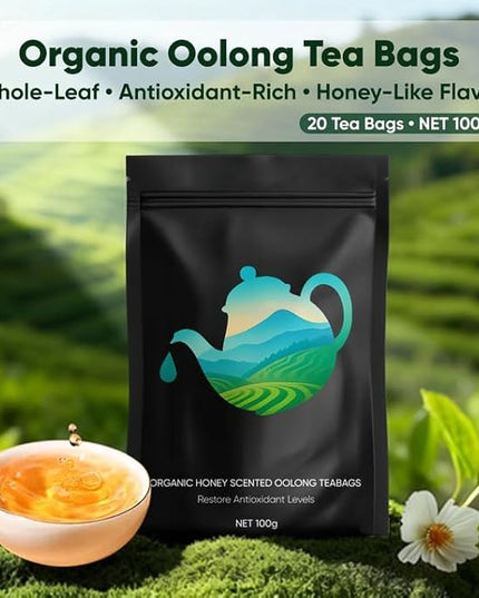 Oolong Tea Bags – Organic Whole Leaf Oolong – 20 Bags (5g Each) – Natural Relaxing Tea for Calm Mind & Healthy Lifestyle – Premium Organic Oolong Tea (1)