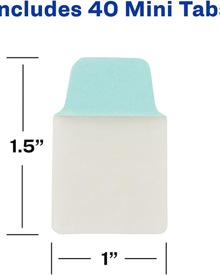 Avery Mini Ultra Tabs, 1" x 1.5", 2-Side Writable, Assorted Pastel Colors, 40 Repositionable Tabs (74761)