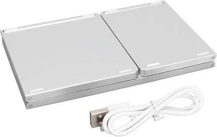 Wisoqu Foldable Keyboard with Touchpad, 3 Folding Wireless Keyboard 63 Keys 10m Connection USB Charging, for iOS for Laptop Tablet Smartphone (Silver White)