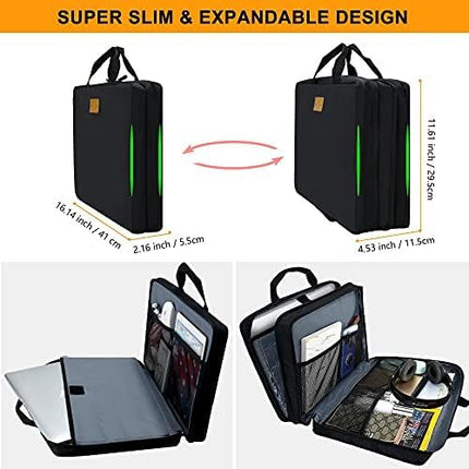 ZINZ Laptop Case 15 15.6 16 inch Sleeve, Expandable Computer Hand Bag with Multi-pockets Compatible with MacBook Pro 16 inch M4/M3/M2/M1, MacBook Air/Pro 15 inch and 15-16 inch Notebooks，DB01K02