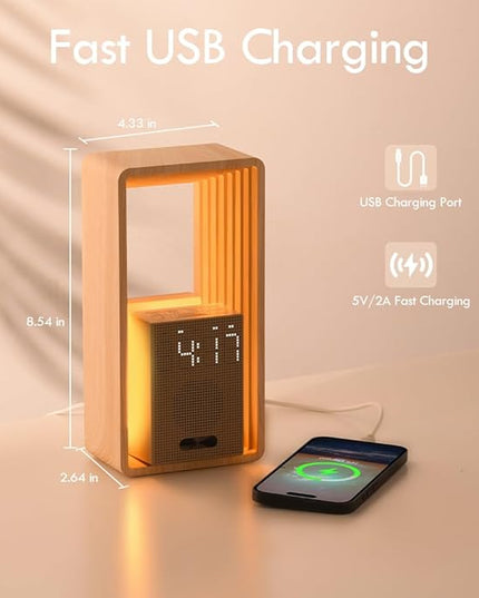 WILIT Digital Alarm Clock, Sunrise Alarm Clock with Nightlight, 9 Sleep Aid Sounds, White Noise Sounds Machine, Dimmable Display,USB Charging Port,Wood Grain Imitation,Gift for Women,Men,Travel