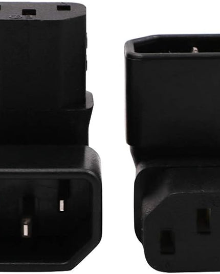 IEC C14 to C13 Power Adapter PDU Plug/Socket Up 90 Degree for LCD Wall Mount TV 2 Pack
