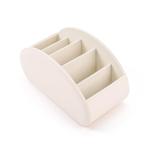 BONNY DODO Remote Control Holders Organizer Box with 5 Compartment PU Leather Multi-functional Office Desk Storage Caddy Store (Begie)