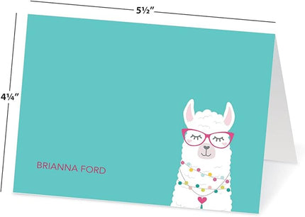Current Simple Llama Personalized Note Cards - 24 Cards with White Envelopes, 4¼ x 5½ Inch Size, Blank Stationery, Add Names or Text, For Thank You Notes, Invitations, & Announcements
