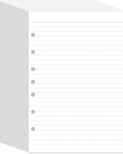 7-Hole Lined Filler Paper Pack of 500 Sheets for Mini Binders, College Ruled, 5-1/2" x 8-1/2", White