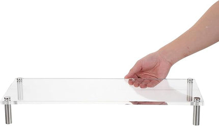 ibasenice Transparent Monitor Stand Riser: Clear Acrylic Computer Riser for Desk Home Office - Space Saving Desk Shelf Stable Platform Tabletop Organizer 50*20cm