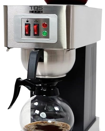 Existing Beauty 12-Cup Commercial Coffee Maker Stainless Steel - Double Coffee Machine for Office, Restaurant, Industrial Use - High Capacity Office Coffee Maker - TQS Cafe