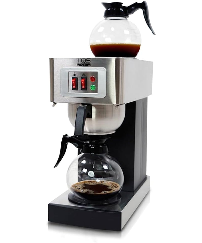 Existing Beauty 12-Cup Commercial Coffee Maker Stainless Steel - Double Coffee Machine for Office, Restaurant, Industrial Use - High Capacity Office Coffee Maker - TQS Cafe
