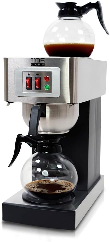 Existing Beauty 12-Cup Commercial Coffee Maker Stainless Steel - Double Coffee Machine for Office, Restaurant, Industrial Use - High Capacity Office Coffee Maker - TQS Cafe