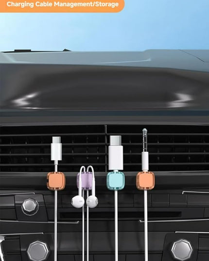 8 Pack Magnetic Cable Clips – Adjustable Cord Holder for Desk, Nightstand, Car, Office | Adhesive Cable Clips & Wire Clips for Cable Management | Organize Charger Holders for Cords, Phone Cord Holder
