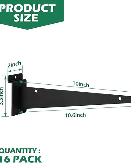 10 Inch Slatwall Shelf Bracket, Slatwall Accessories, Heavy Duty Slat Wall Shelf Bracket with Lip for Garage and Retail Display(16PC )