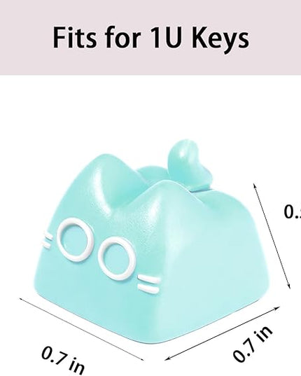 Artisan Keycaps, Cute Cat Custom Key Caps for MX Mechanical Keyboard, Resin Handmade 1U Replacement for Esc Arrow Keys (Green cat)