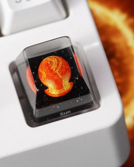 Sun Artisan Keycap R1 SA Profile Custom Solar System Planets Keycaps 1U ESC Handmade Resin Gaming Galaxy Key Cap Cherry MX Switch Compatible Mechanical Keyboard Space Lover Gift