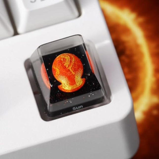 Sun Artisan Keycap R1 SA Profile Custom Solar System Planets Keycaps 1U ESC Handmade Resin Gaming Galaxy Key Cap Cherry MX Switch Compatible Mechanical Keyboard Space Lover Gift