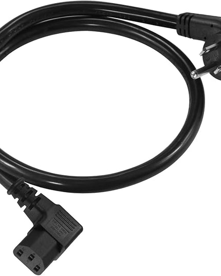 2FT 90Degree Computer Power Cord - Flat Plug to Right Angle IEC C13 Power Cord,Universal PC Power Supply Cord, 16AWG, Black C13 3 Prong Angled AC Cord for PC Monitor/TV