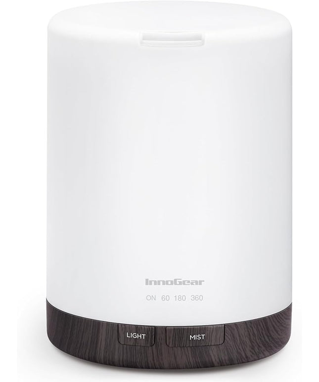 InnoGear 300ML Essential Oil Diffuser, Premium 5-in-1 Ultrasonic Aromatherapy Diffusers Scent Humidifier Aroma Diffuser Vaporizer Auto-Off Timer for Room Office Home, Brown, Medium