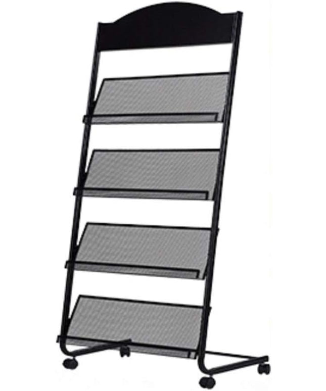 Iron Simple Floor-Standing Magazine Display Rack - Black