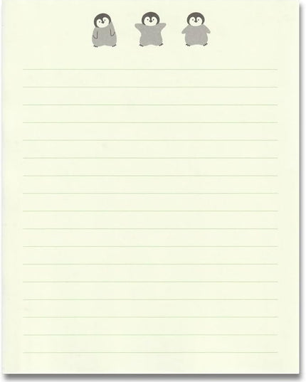 KUDOS.JP Cute Kawaii Japanese Stationery Letter Writing Paper with 12 Writing Papers and 6 Envelopes and Penguin Fluffy 6 Sealing Gift Set for Teen, Girls, Kids