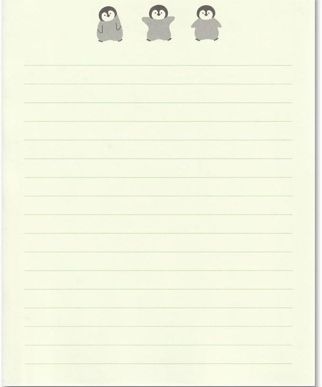 KUDOS.JP Cute Kawaii Japanese Stationery Letter Writing Paper with 12 Writing Papers and 6 Envelopes and Penguin Fluffy 6 Sealing Gift Set for Teen, Girls, Kids