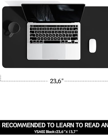 YSAGi Non-Slip Leather Desk Pad, Waterproof Laptop Computer Desk Keyboard Mat, Table Protector Blotter Mat, Large Mouse Pad for Office/Work/Home/Decor(Black, 23.6" x 13.7")
