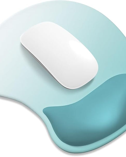 ITNRSIIET Ergonomic Mouse Pad, Cushioned Gel Wrist Rest, Non-Slip Base, Smooth Surface, Compatible with All Mice for Office & Gaming, Desk Accessory, 9.5 x 8.2 inch, Light Green Gradient