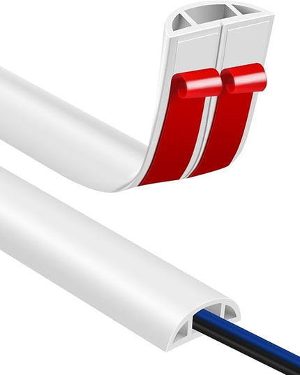 Floor Cord Covers for Wires 12FT Cable Hider Wire Cover Self Adhesive Cord Hider Floor for Offices, Homes, Workshops, Warehouses Cable Cavity 0.39" W x 0.27" H