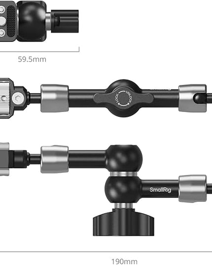 SMALLRIG 7'' Magic Arm with 1/4"-20 Screws & Spring-Loaded Pins, 1.5kg Load Capacity, 360° Dual Ball Head, Non-Slip Design for Cameras/Lights/Monitors/Mics/Phones – 5308