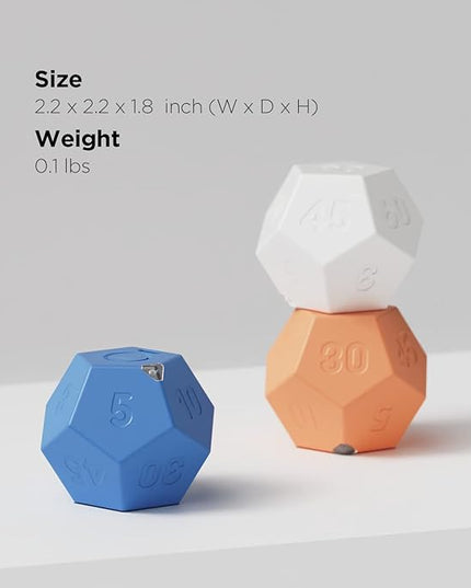 mooas Dodecagon Time Ball Rechargeable Mini Timer (Sand Peach), 11 Preset Times, Desk Productivity & Workout Timer, Sound/Vibrate/Mute, Easy to Use