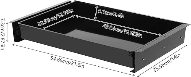 Under Desk Drawer Slide Out For Office Desk, Storage Organizer For Sit Stand Workstation, 22” x 14” x 3”, Black